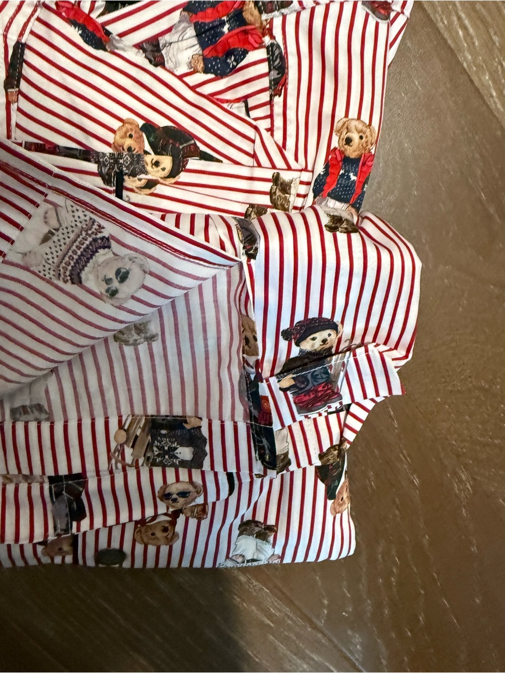 Polo by Ralph Lauren Red & White Striped Teddy Bear Satin Pajama Set - Picture 8 of 9